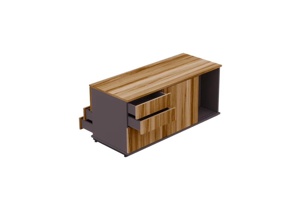 Armário para plataforma de trabalho com portas de correr duplas e 4 gavetas invertidas para duas pessoas Level	